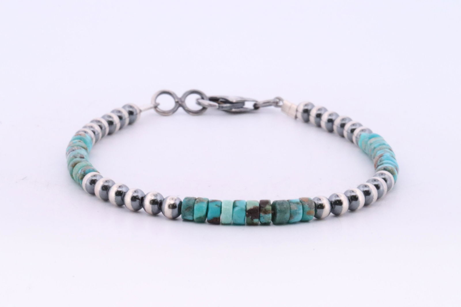 Native American Navajo Handmade Sterling Silver Turquoise / Beaded Bracelet. (1 of 4)