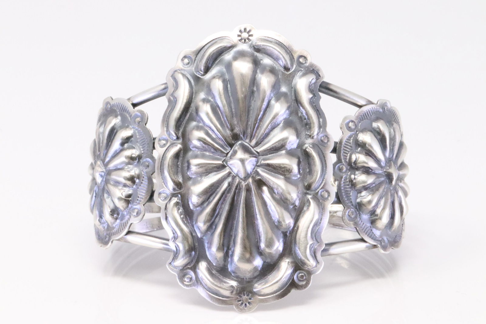 Native American Navajo Handmade Sterling Silver Solid Bracelet By Tim Yazzie. (1 of 4)