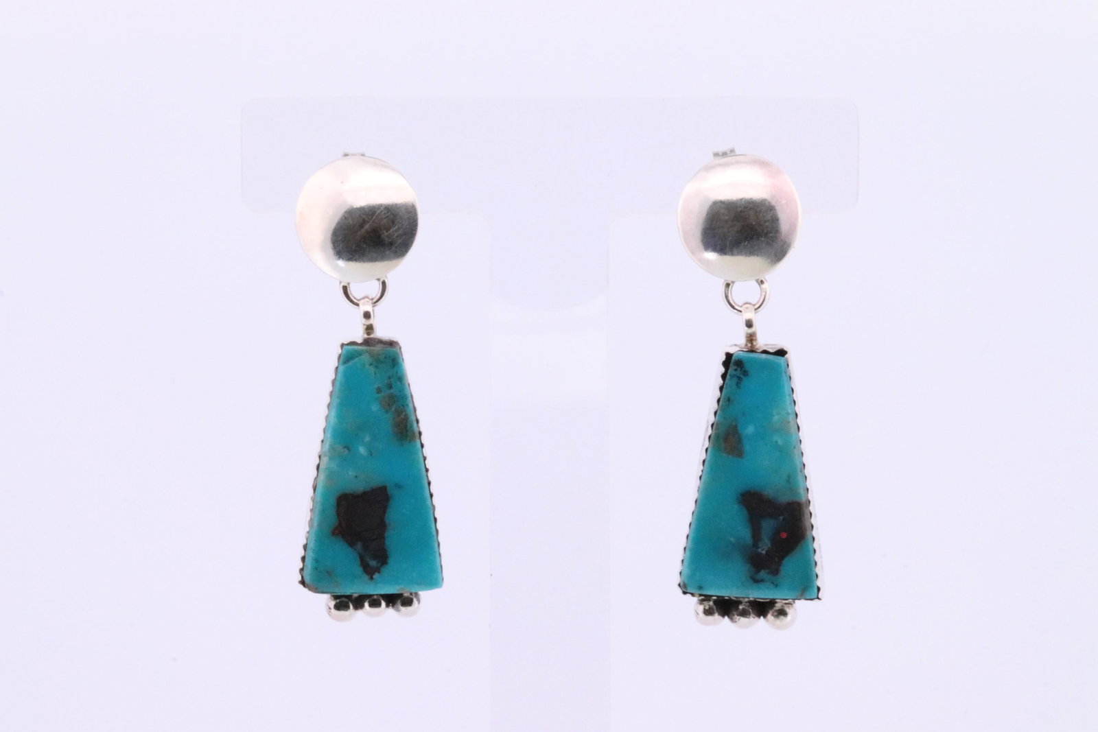 Native America Navajo Handmade Sterling Silver Turquoise Post Earring's By Selina Warner.: This is a Native America Navajo Handmade Sterling Silver Turquoise Post Earring's By Selina Warner.