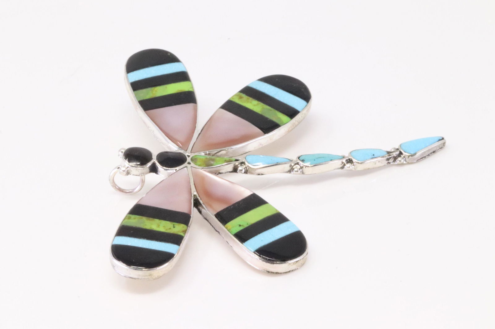 Native America Zuni Handmade Sterling Silver Multi-Color Inlay Pin / Pendant By A.A. (1 of 3)