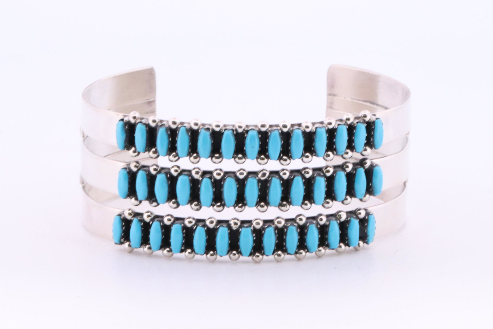 Native America Zuni Handmade Sterling Silver Turquoise Cuff Bracelet By Veronica Martza. (1 of 4)