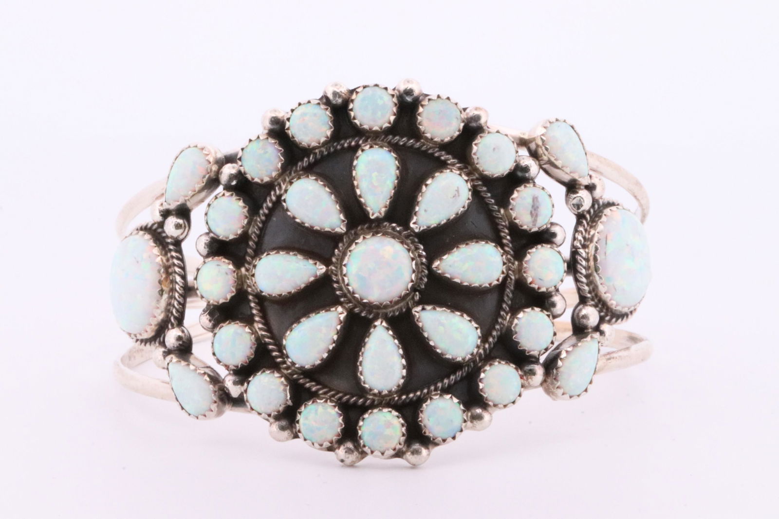 Native America Navajo Handmade Sterling Silver Synthetic Opal Bracelet By R.B. (1 of 4)