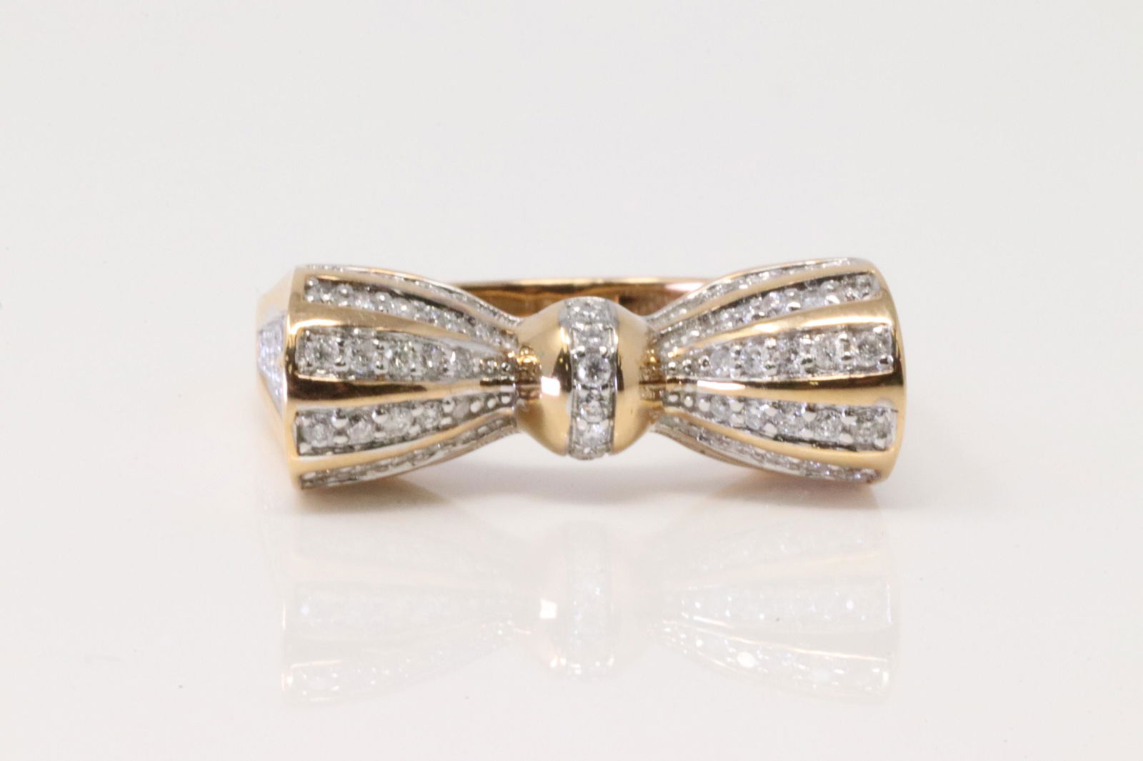 18kt Yellow Gold Diamon Bow Tie Ring (1 of 4)