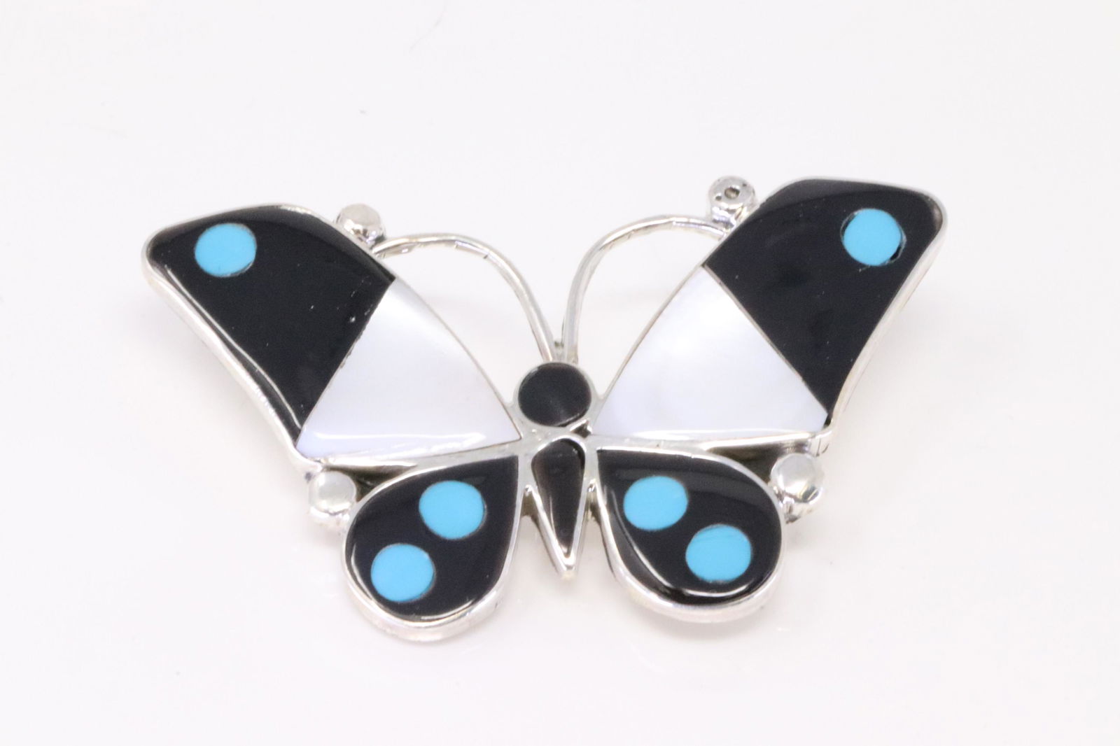 Native America Zuni Handmade Sterling Silver Multi-Color Butterfly Pin / Pendant By A.A. (1 of 3)
