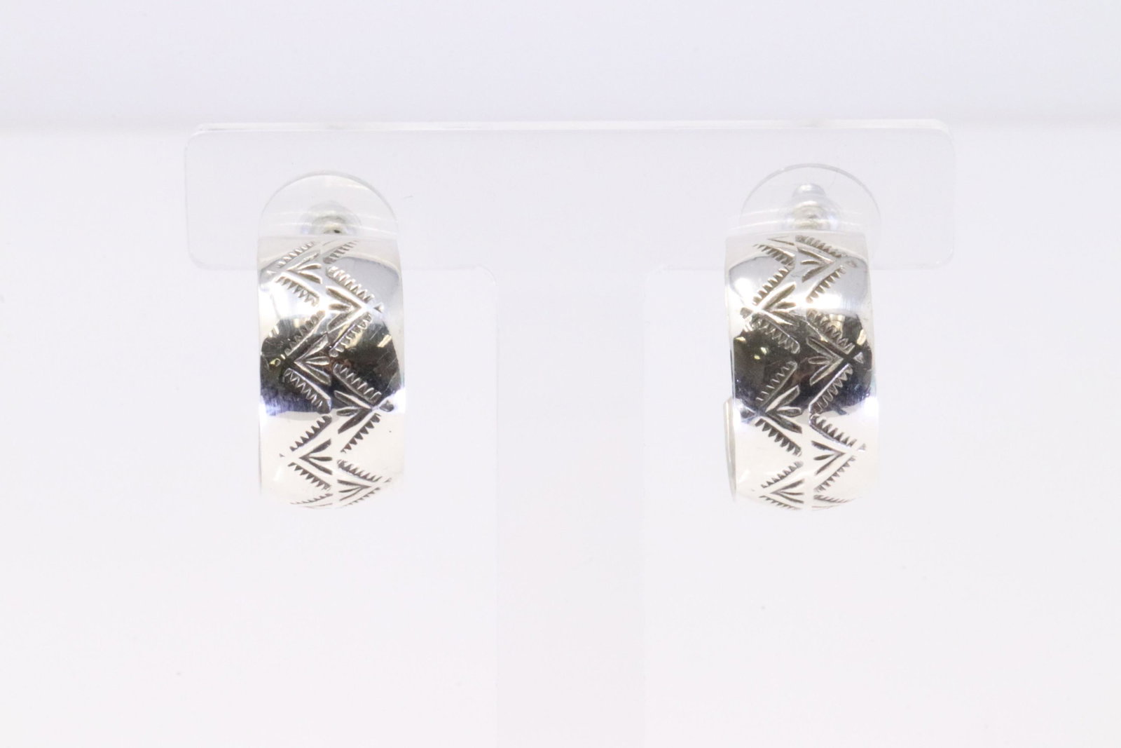 Native America Navajo Handmade Sterling Silver Stamped Hoop Earring's By Nova Ashley.: This is a Native America Navajo Handmade Sterling Silver Stamped Hoop Earring's By Nova Ashley.