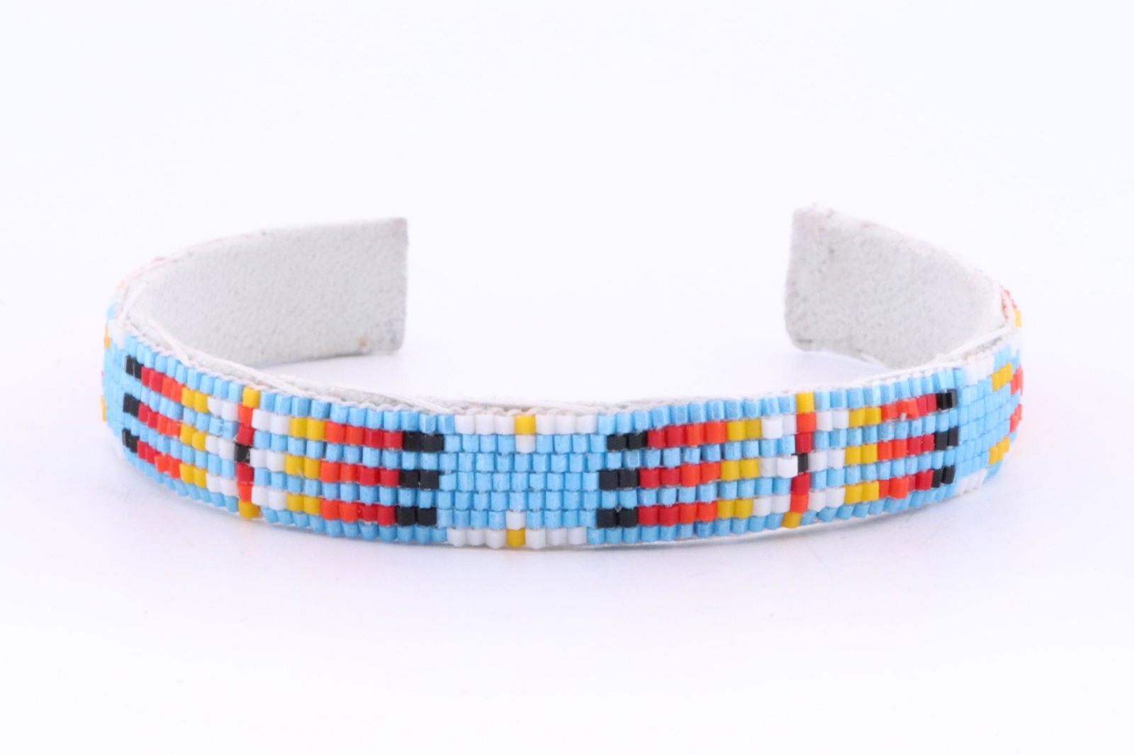 Native America Navajo Handmade Multi-Color Leather Bracelet. (1 of 4)