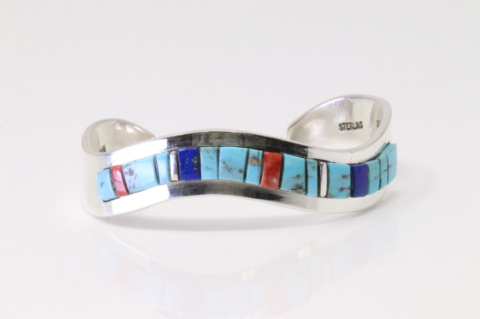 Native America Navajo Handmade Sterling Silver Multi-Color Stone Cuff Bracelet By Patricia Ed (1 of 4)