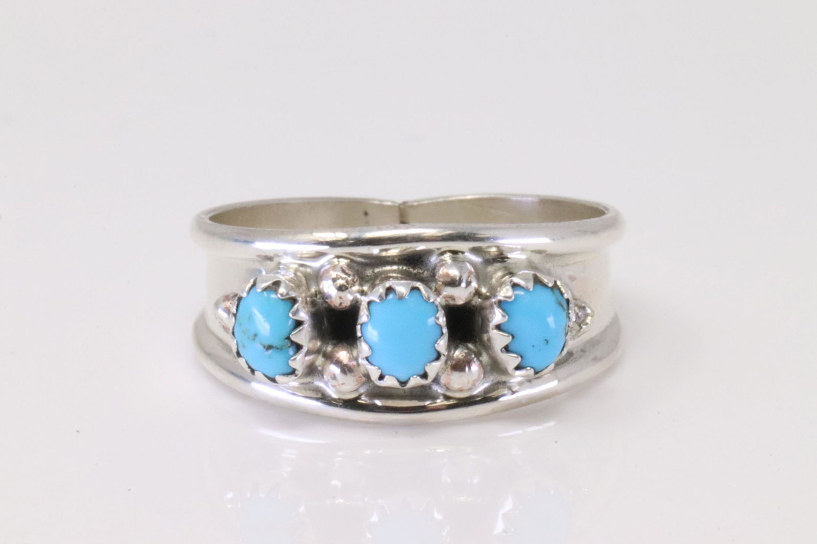 Native America Navajo Handmade Sterling Silver Turquoise Ring By E.C. (1 of 4)