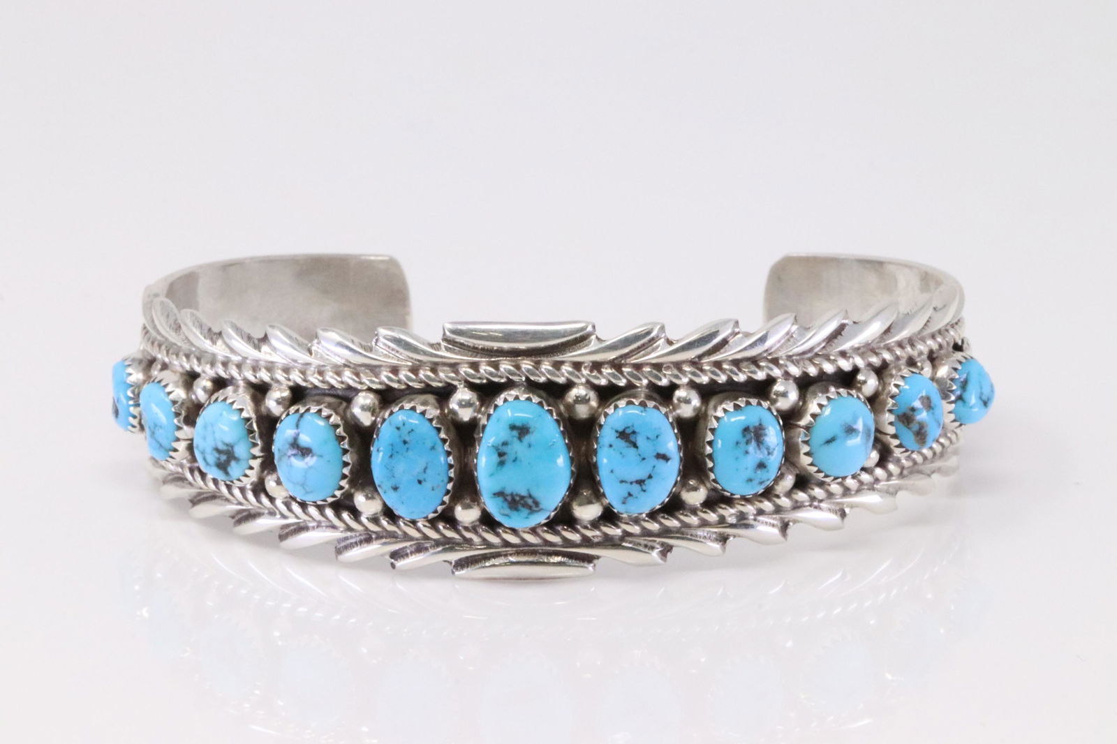 Native America Navajo Handmade Sterling Silver Turquoise Bracelet By Anthony Brown. (1 of 4)