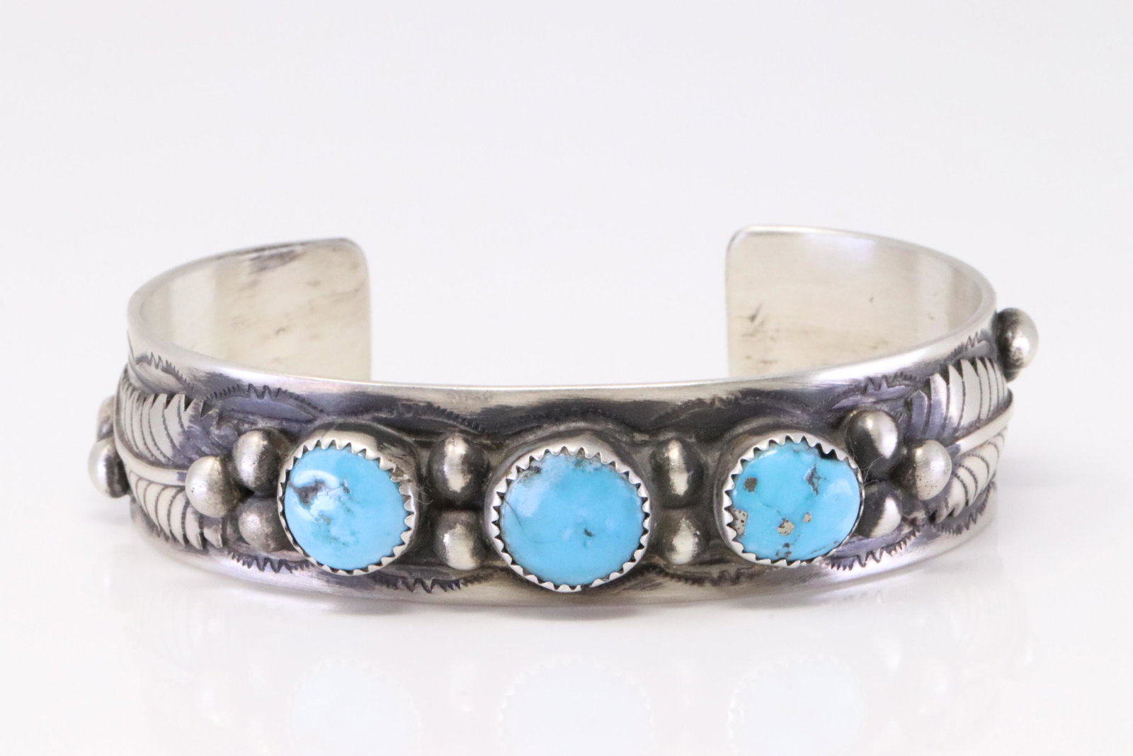 Native America Navajo Handmade Sterling Silver Turquoise Bracelet By Wilbert Meyers.: This is a Native America Navajo Handmade Sterling Silver Turquoise Bracelet By Wilbert Meyers.