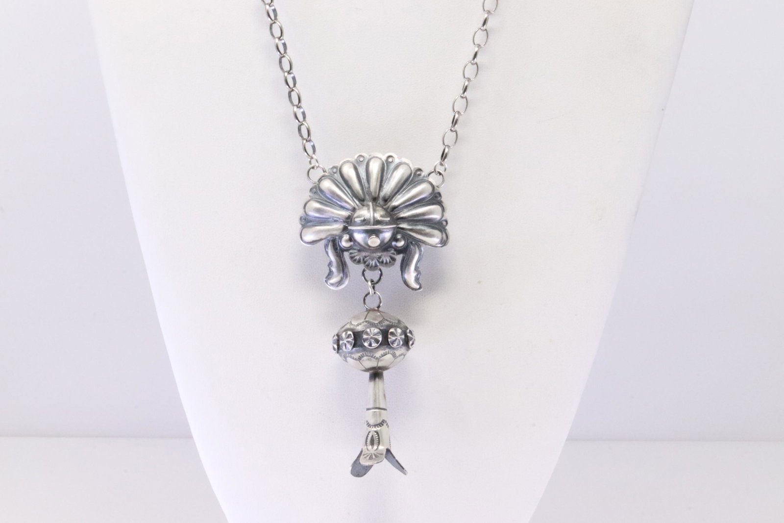 Native America Navajo Handmade Sterling Silver Sunface / Blossom Necklace By Tim Yazzie. (1 of 4)