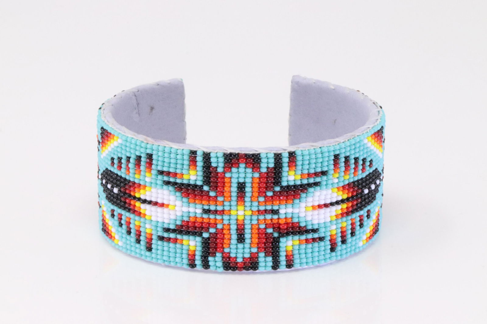Native America Navajo Handmade Multi-Color Leather Bracelet. (1 of 4)