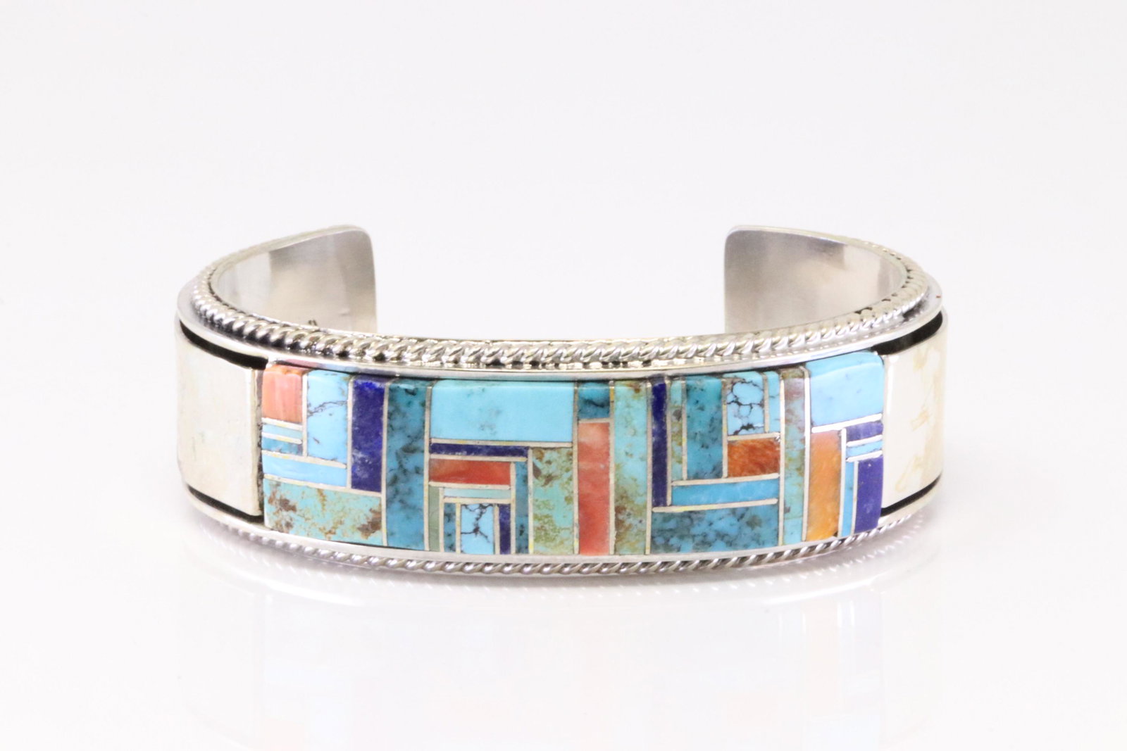 Native America Navajo Handmade Sterling Silver Multi-Color Stone Bracelet Cuff By Patricia Ed (1 of 4)