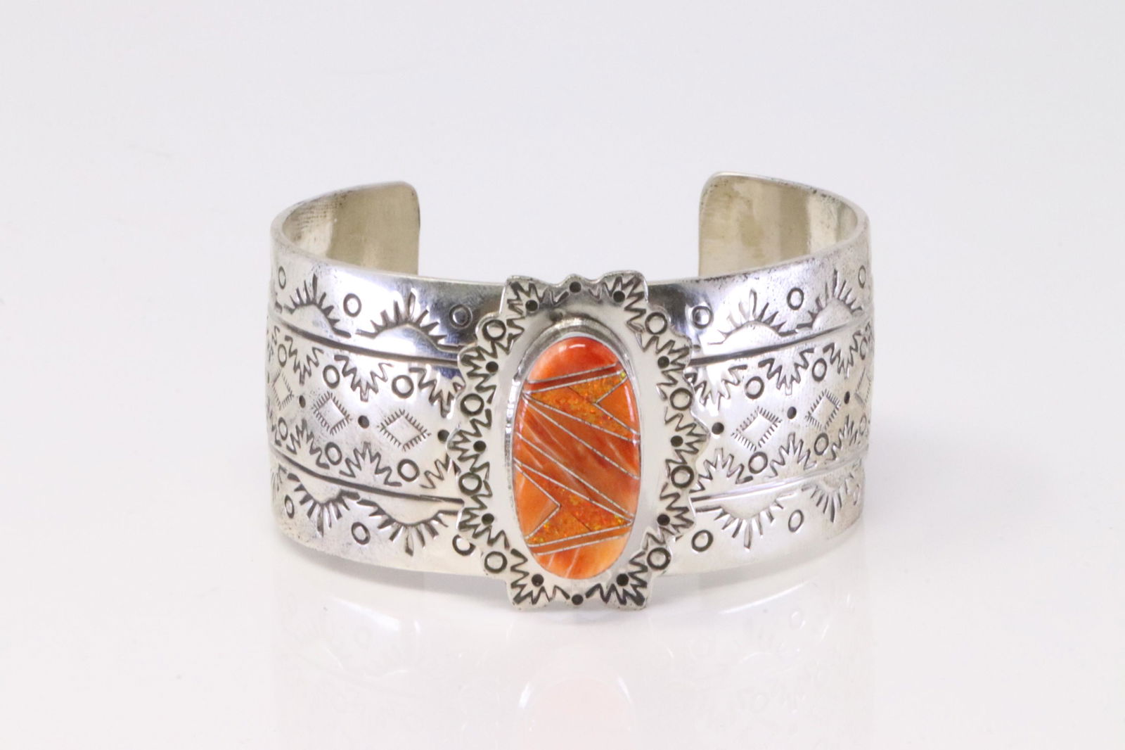 Native America Navajo Sterling Silver Opal Inlay Bracelet By J.Douglas. (1 of 4)