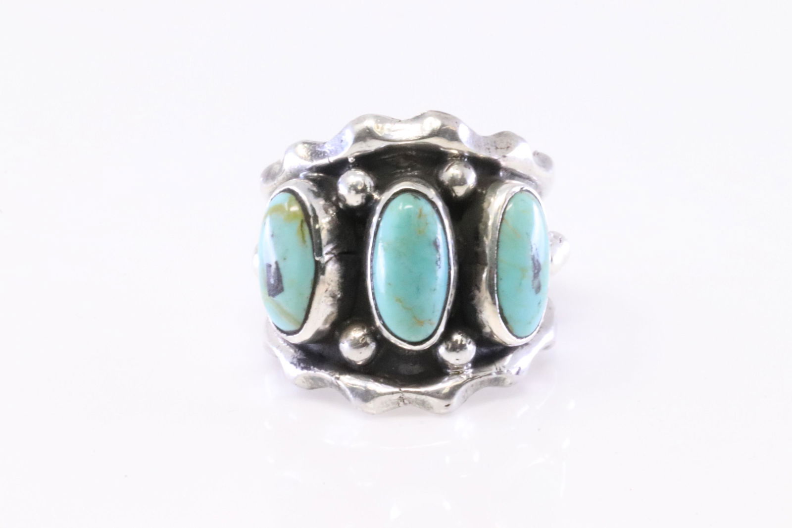 Native America Navajo Handmade Sterling Silver Turquoise Ring By Andrew Vandever. (1 of 4)
