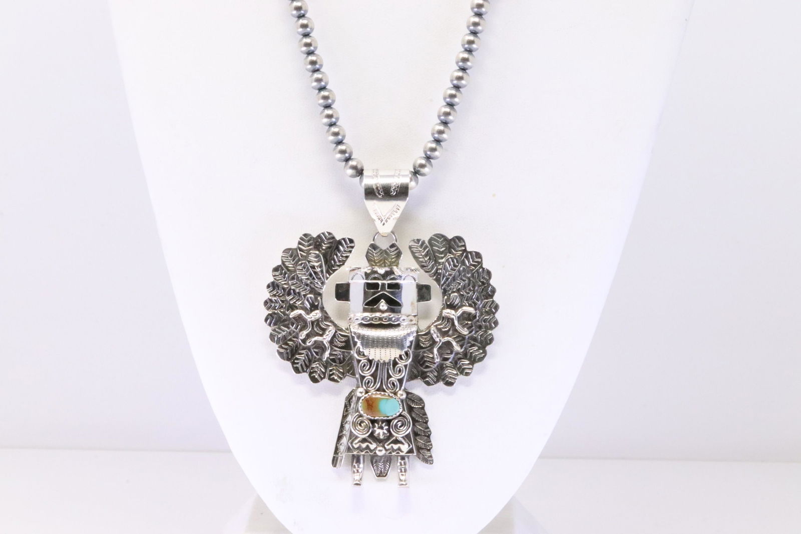 Native America Navajo Handmade Sterling Silver Turquoise Kachina Dancer Pendant By A.Mariano. With (1 of 4)