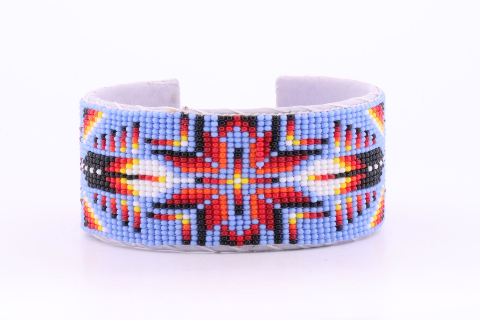 Native America Navajo Handmade Multi-Color Leather Bracelet. (1 of 4)