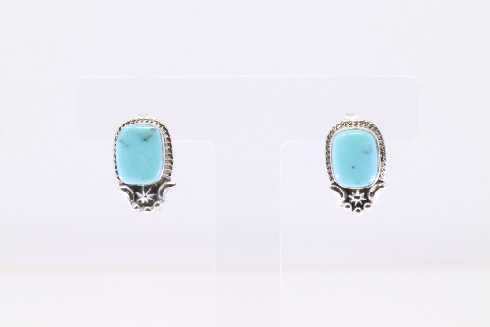 Native American Navajo Sterling Silver Turquoise Post Earring's By Etta Larry.: This is a Native American Navajo Sterling Silver Turquoise Post Earring's By Etta Larry.