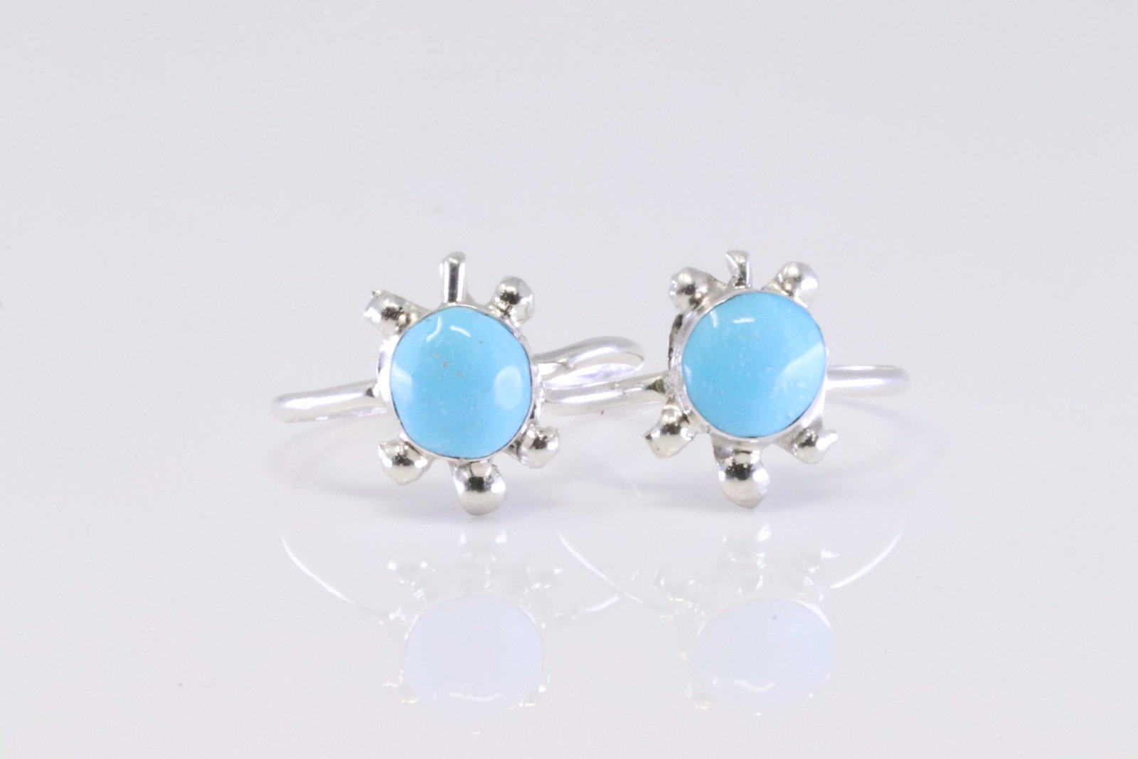 Native America Zuni Sterling Silver Turquoise Turtle Ring Set By Richard & Trista Slow. (1 of 4)