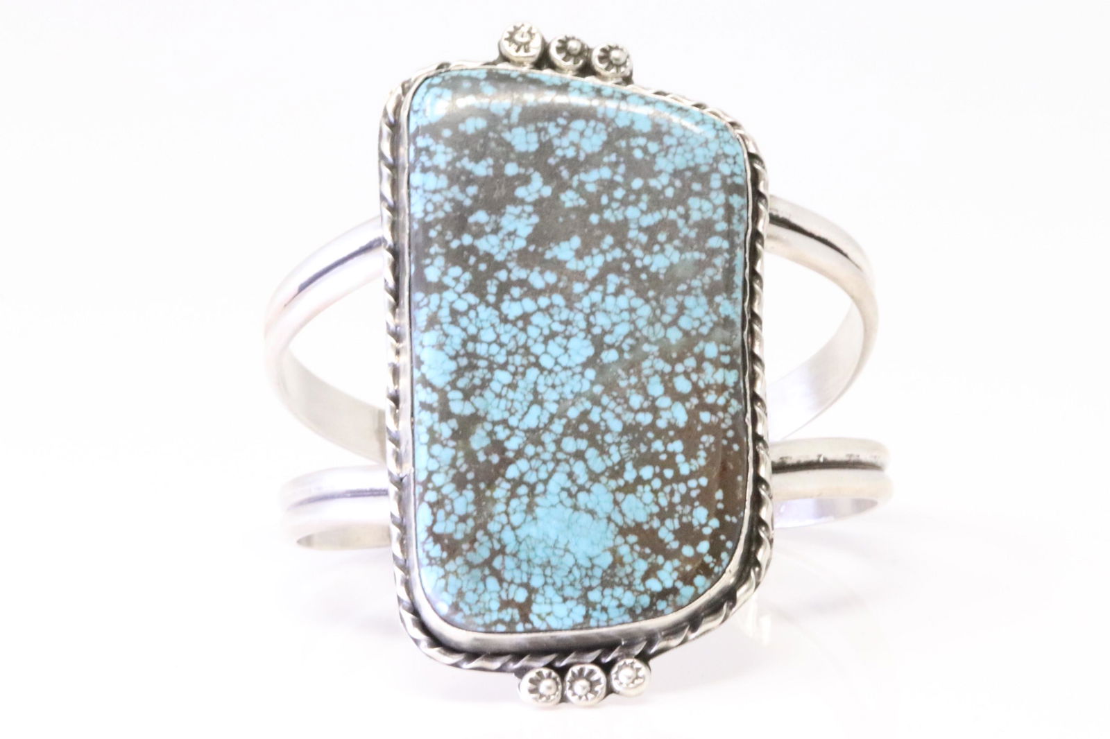 Native America Navajo Sterling Silver Turquoise Bracelet Cuff By R.S. (1 of 4)