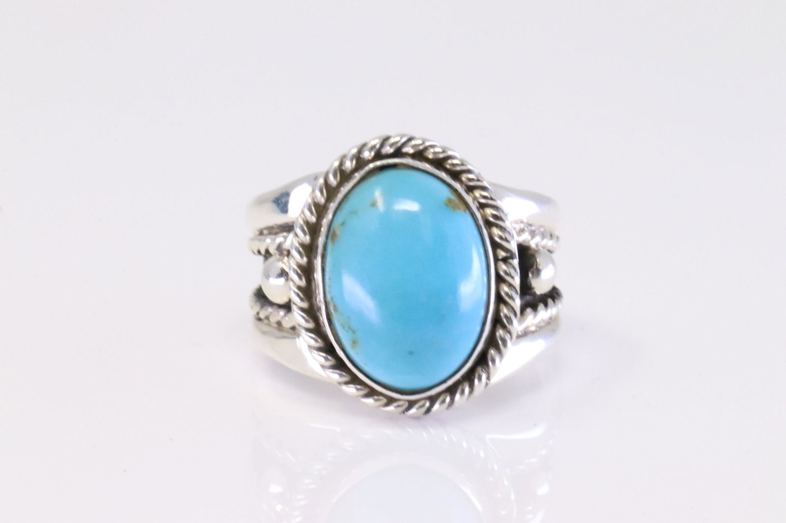 Native American Navajo Sterling Silver Turquoise Ring By Thomas Francisco. (1 of 4)