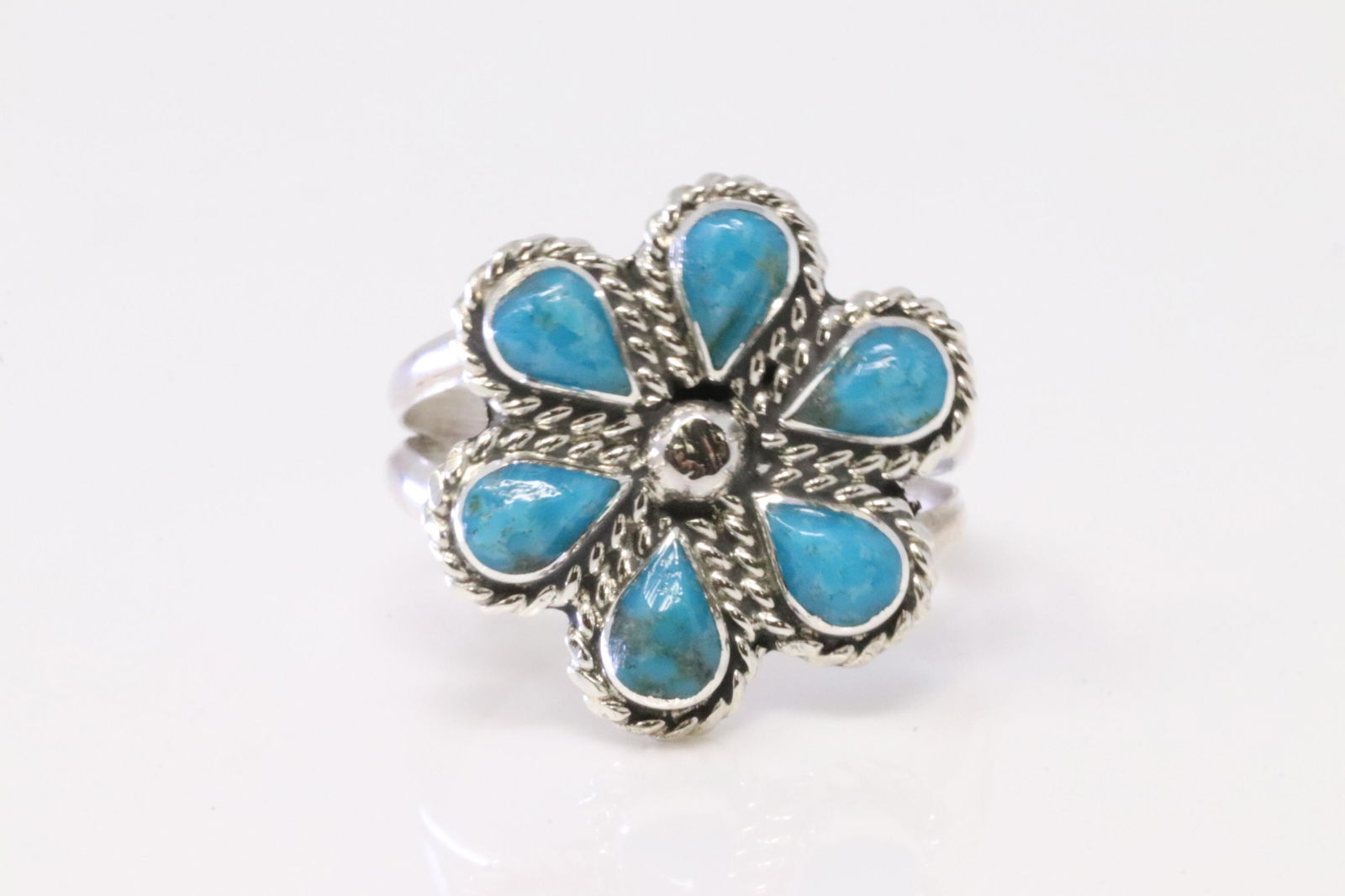Native America Zuni Sterling Silver Turquoise Ring By G.D. (1 of 4)