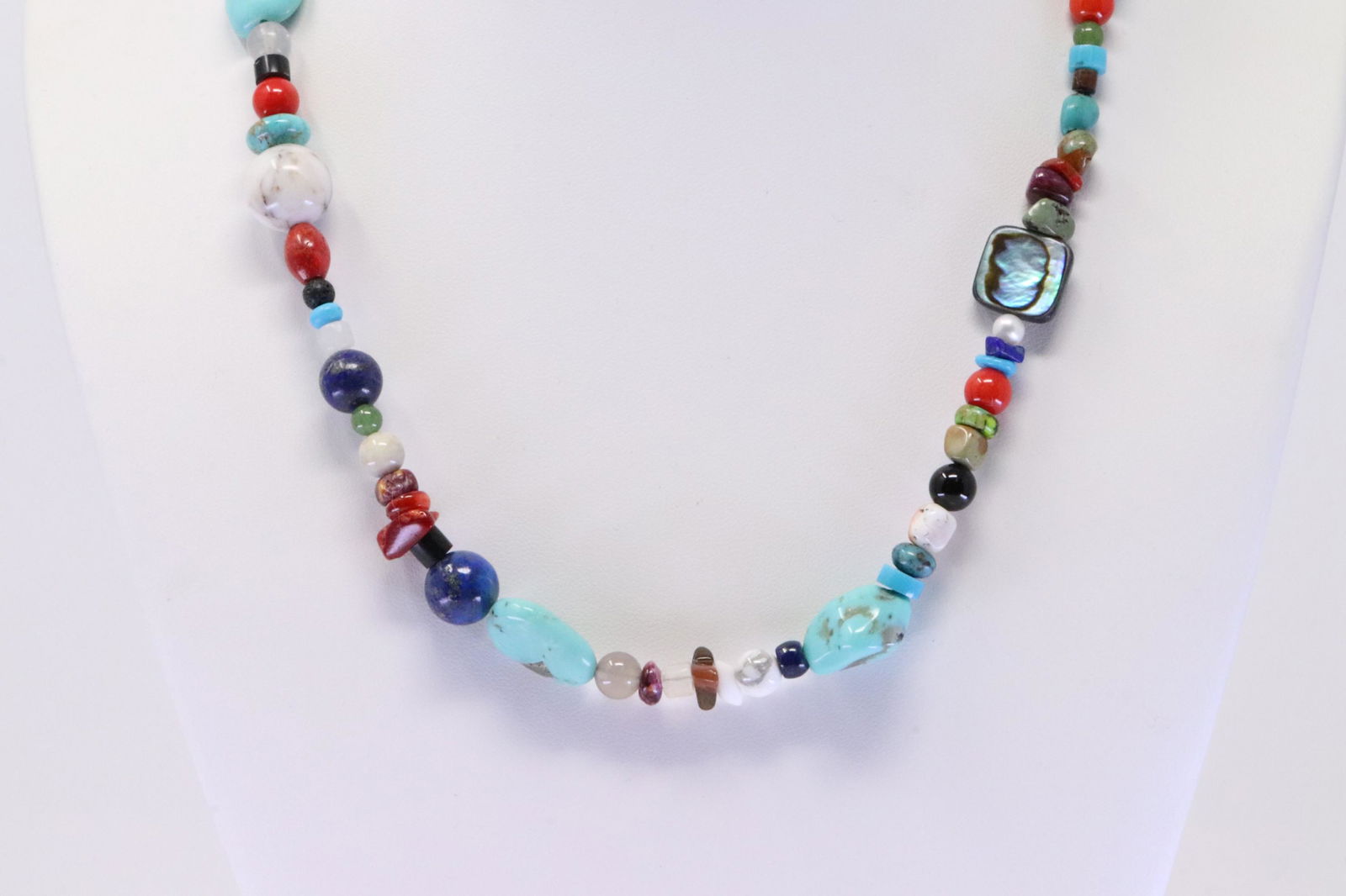 Multi-Color Stone Gemstone Sterling Silver Necklace. (1 of 4)