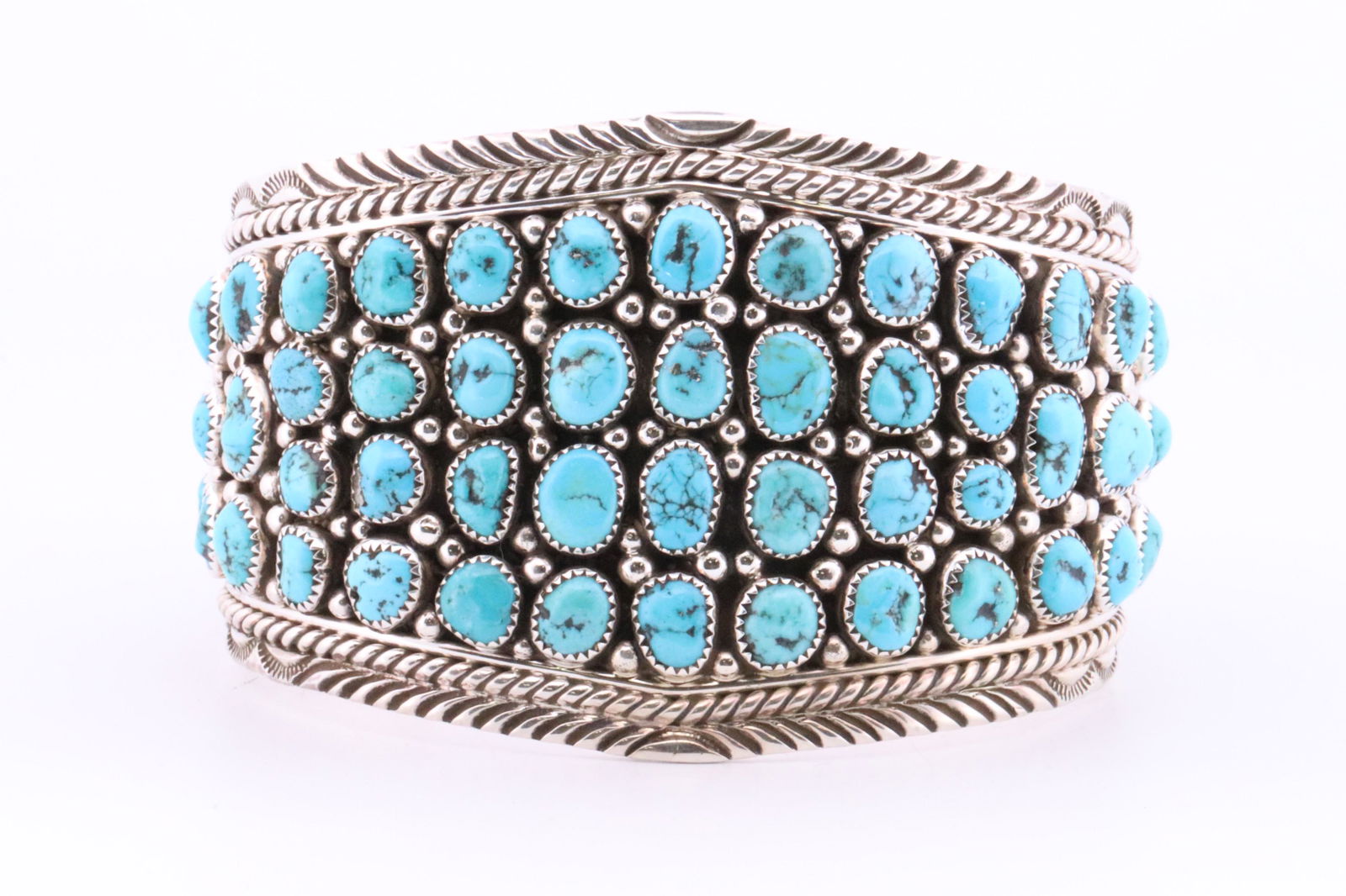 Native America Navajo Sterling Silver Turquoise Bracelet Cuff By M.H. (1 of 4)