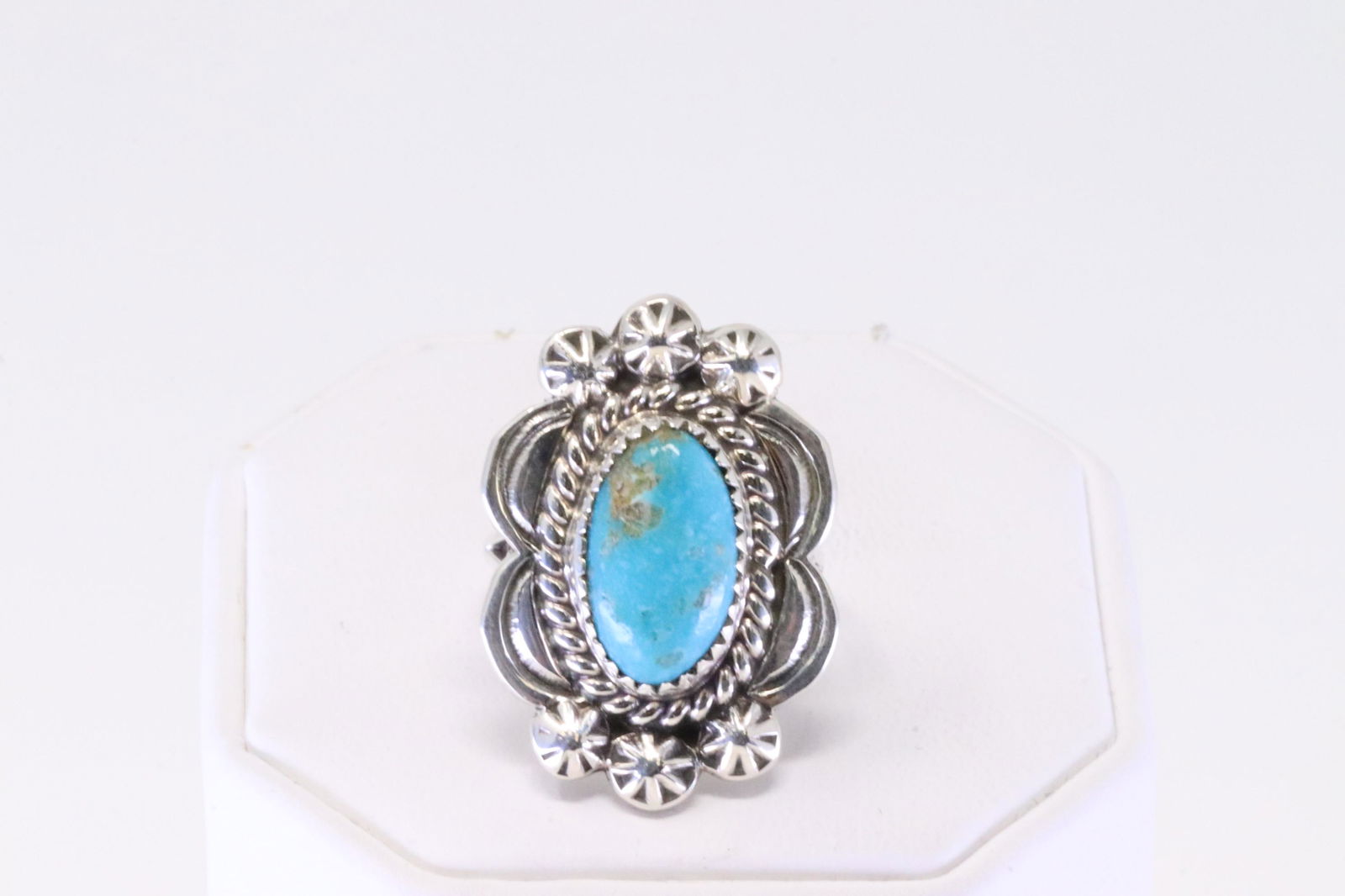Native America Navajo Sterling Silver Turquoise Ring By M. (1 of 4)