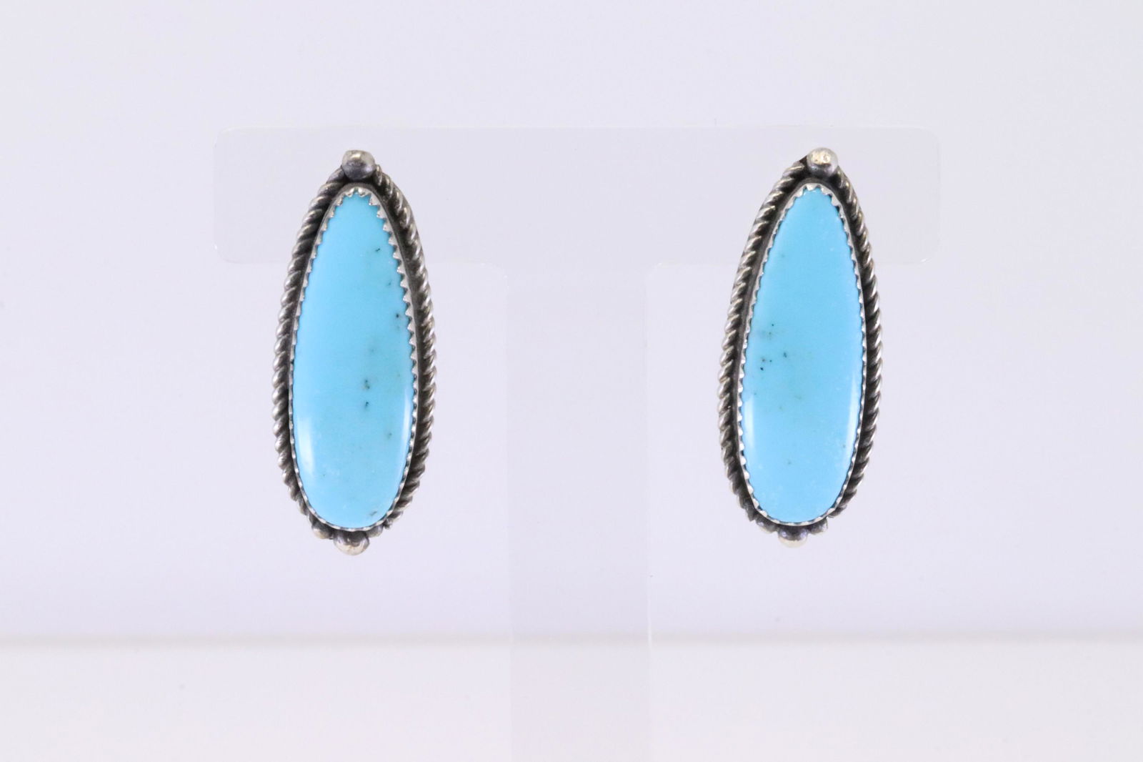 Native America Navajo Sterling Silver Campitos Turquoise Post Earring's By Virginia Becenti. (1 of 4)