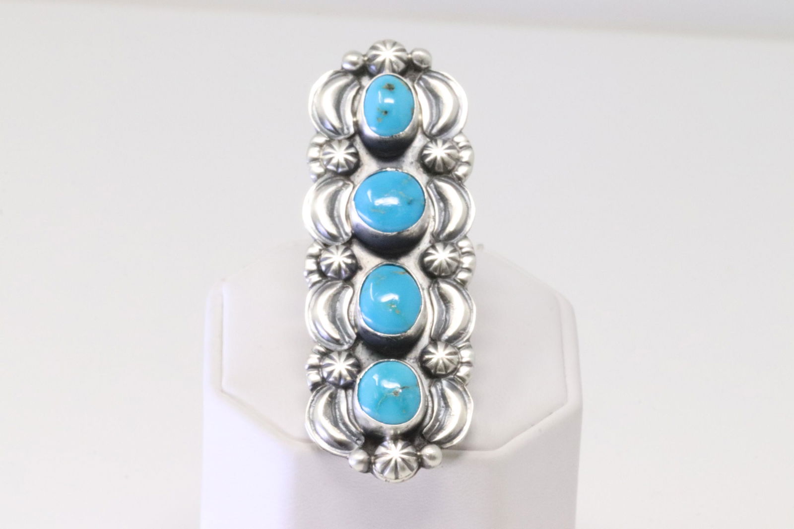 Native America Navajo Sterling Silver Turquoise Ring 5 Stone By Jeff James Jr. (1 of 4)