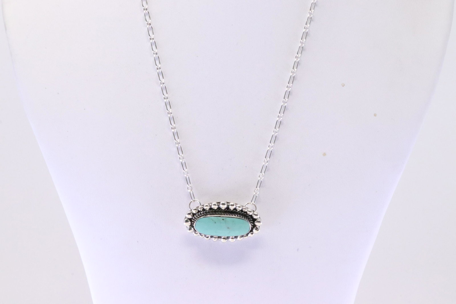 Native America Navajo Sterling Silver Turquoise Necklace By Sadie Jim.: This is a Native America Navajo Sterling Silver Turquoise Necklace By Sadie Jim. Necklace length: 18.00"