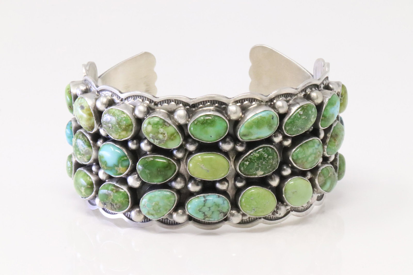 Native America Navajo Sterling Silver Sonora Gold Turquoise Bracelet Cuff By Tom Lewis.: This is a Native America Navajo Sterling Silver Sonora Gold Turquoise Bracelet Cuff By Tom Lewis.