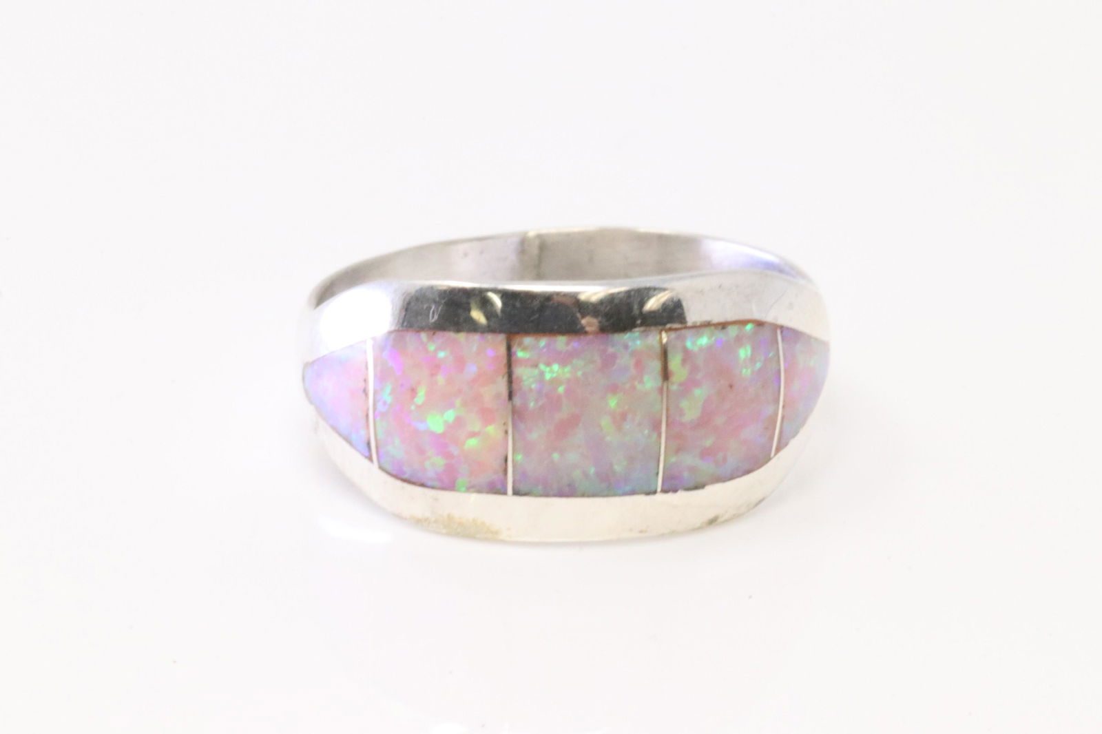 Native America Navajo Sterling Silver Synthetic Opal Ring By T.N. (1 of 4)