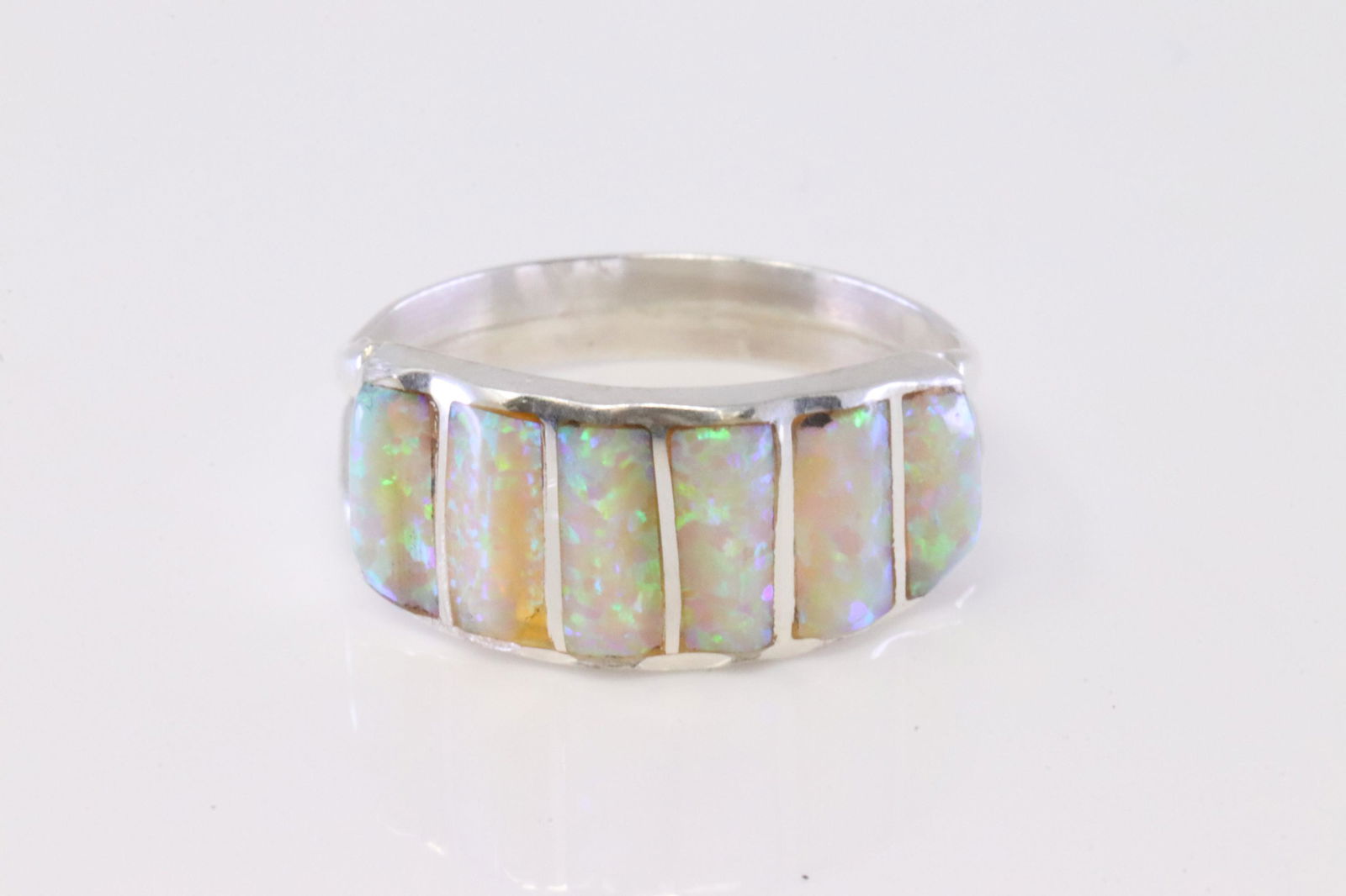 Native America Navajo Sterling Silver Synthetic Opal Yellow Ring. (1 of 4)