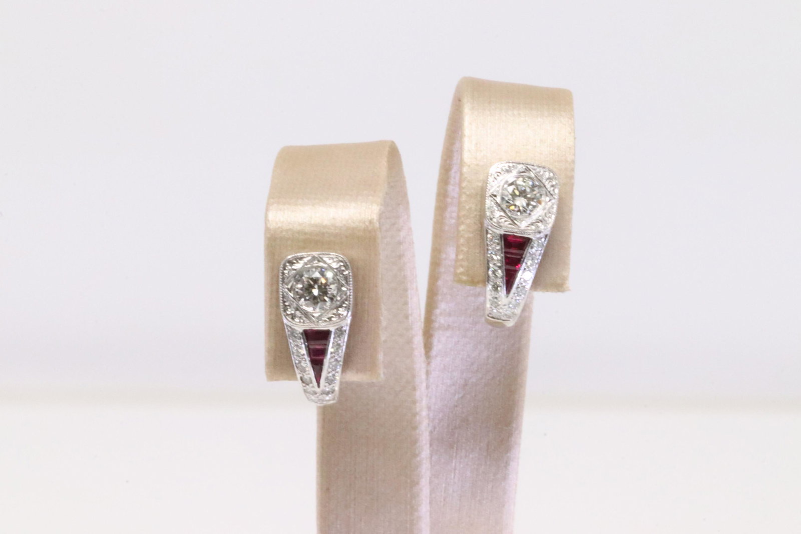 Art Deco Ruby & Diamond Earring PT 900 (1 of 4)