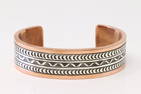 Native American Navajo Sterling Silver Copper Cuff Bracelet By Wylie.