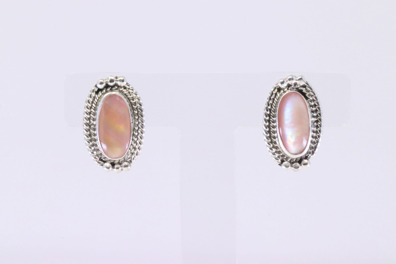 Native America Navajo Sterling Silver Pearl Post Earring's. (1 of 4)