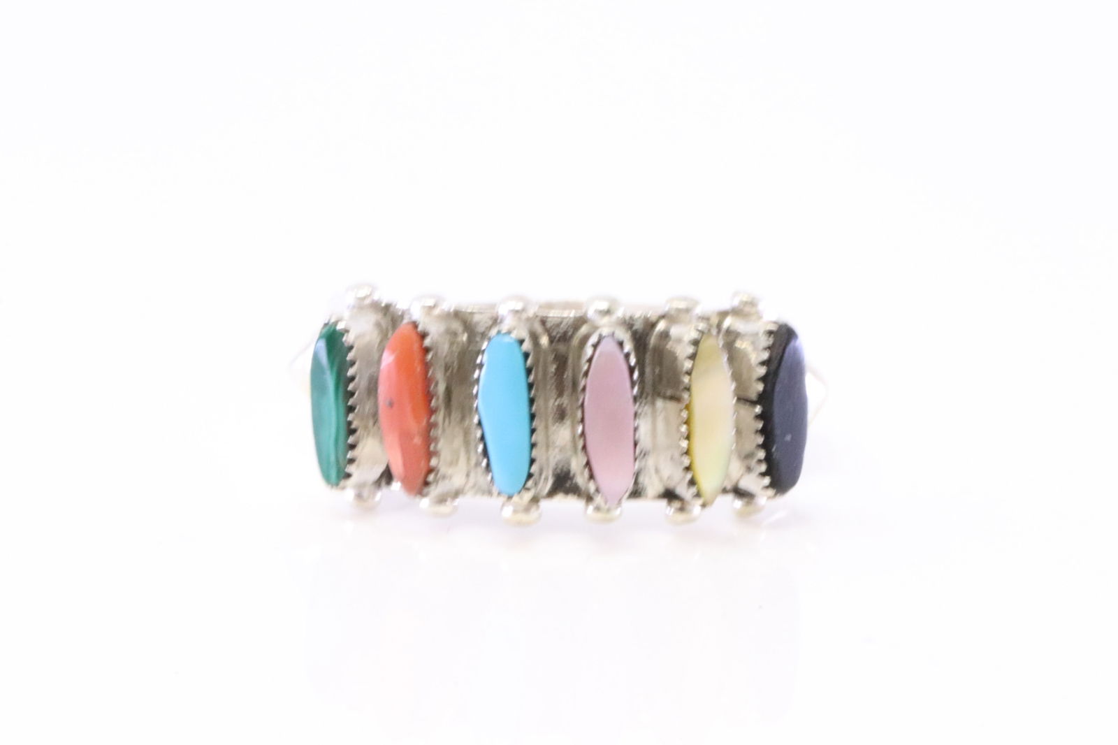 Native America Zuni Sterling Silver Multi-Color Stone Ring By Paloma. (1 of 4)