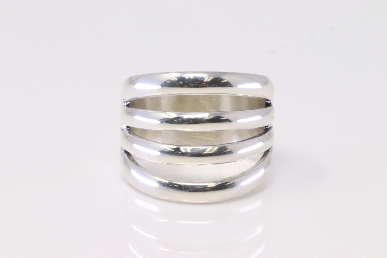Native America Navajo Sterling Silver 4 Row Ring By James Bahe. (1 of 4)