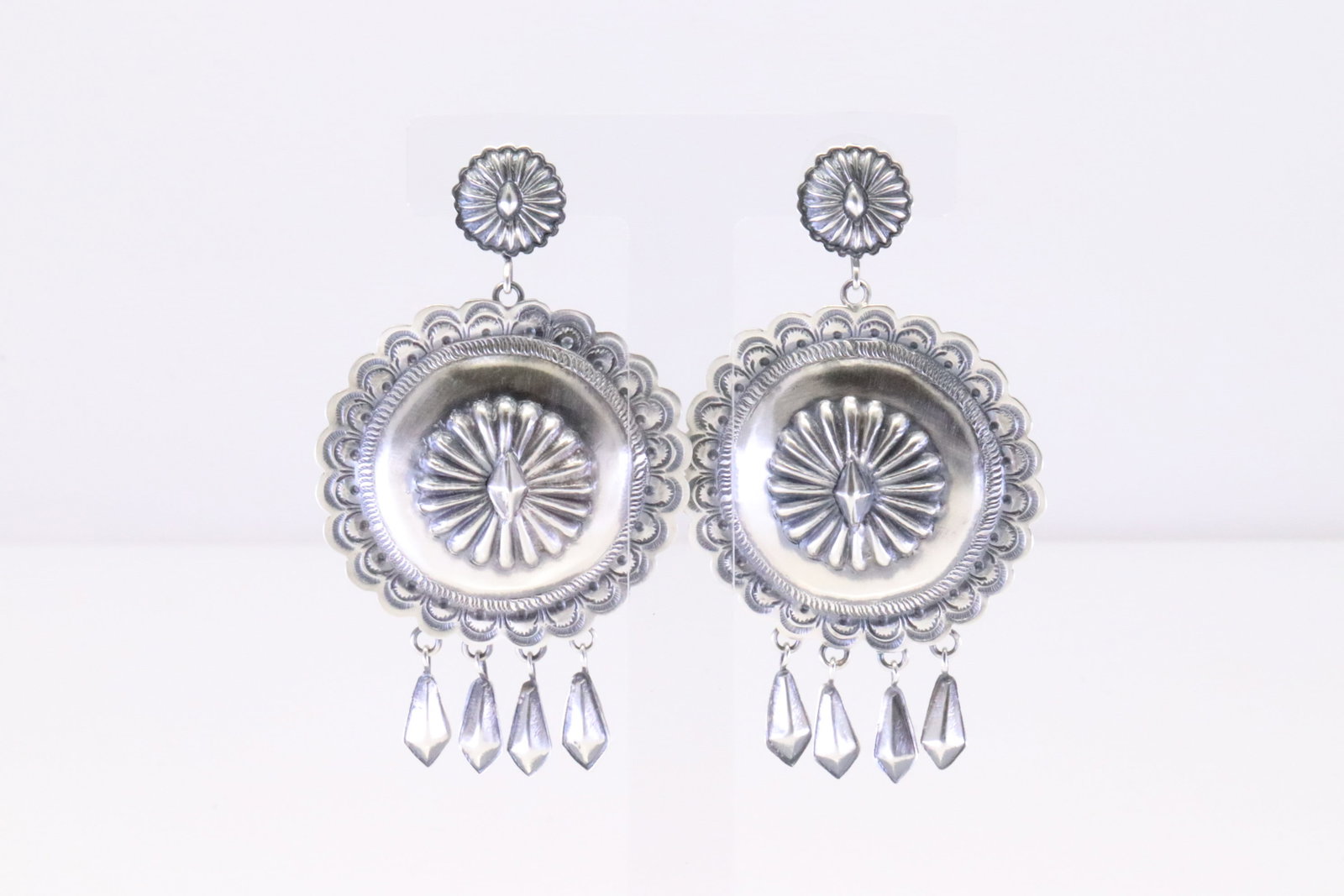 Native America Navajo Sterling Silver Post & Dangling Earring's By Terry Charlie. (1 of 4)