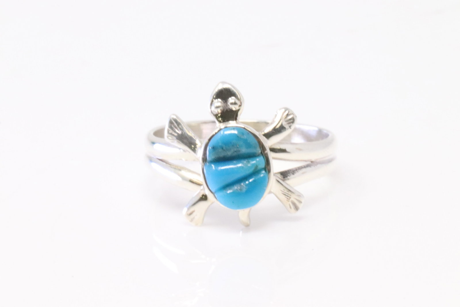 Native America Navajo Sterling Silver Turquoise Turtle Ring. (1 of 4)