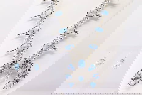 Native America Navajo Sterling Silver Golden Hills Turquoise Squash Blossom Necklace & Earring's Set: Thisis a Native America Navajo Sterling Silver Golden Hills Turquoise Squash Blossom Necklace & Earring's Set By Thomas Francisco. Necklace length: 26.00" Total weight: 169.30 Grams.
