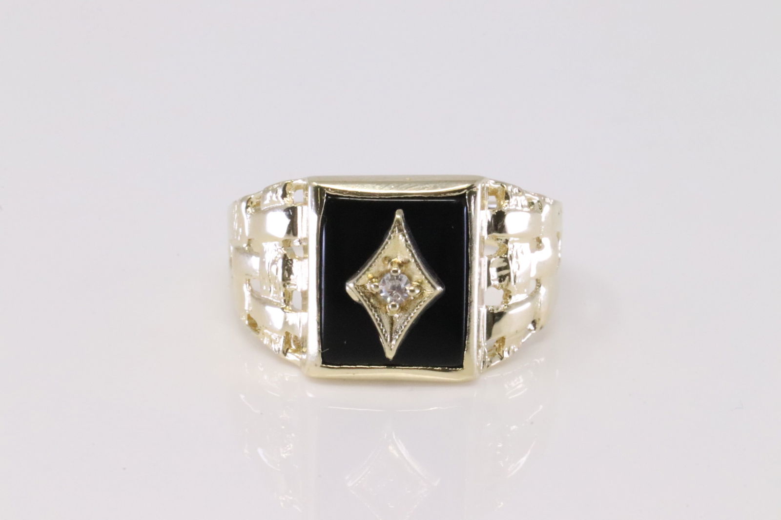 Black Onyx & Diamond Ring 14Kt. (1 of 4)
