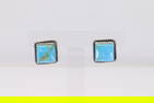Native America Navajo Sterling Silver Kingman Turquoise Post Earring's By Judith Dixon.