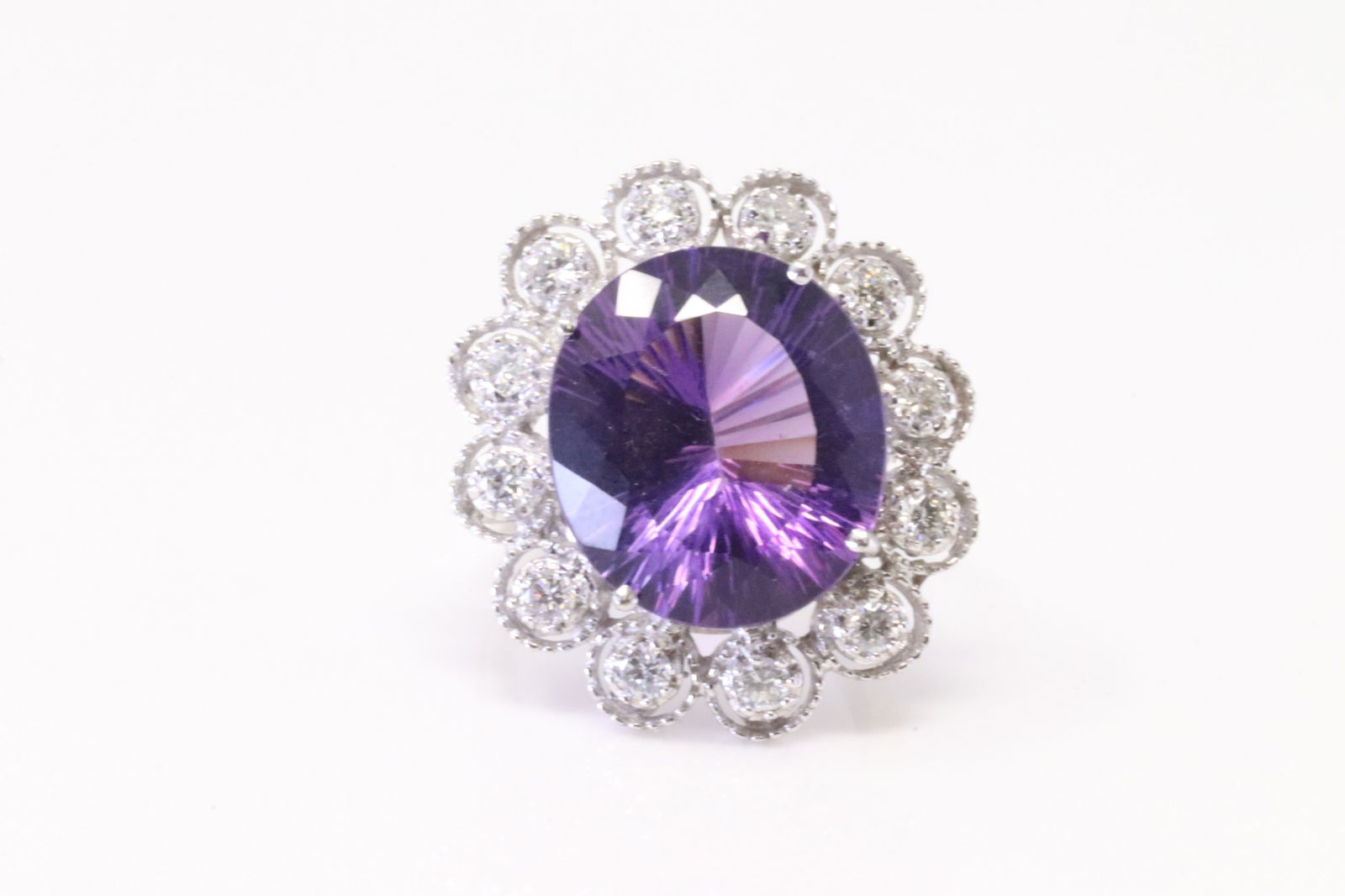 Amethyst & Diamond Ring 14Kt. (1 of 4)