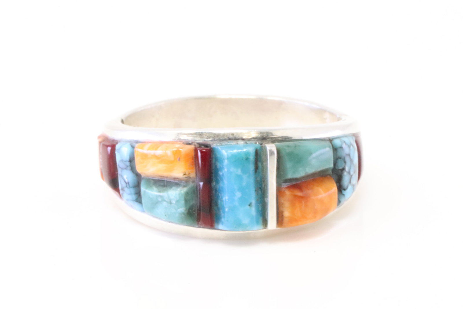 Native American Navajo Sterling Silver Multi-Color Stone Ring By Yazzie. (1 of 4)