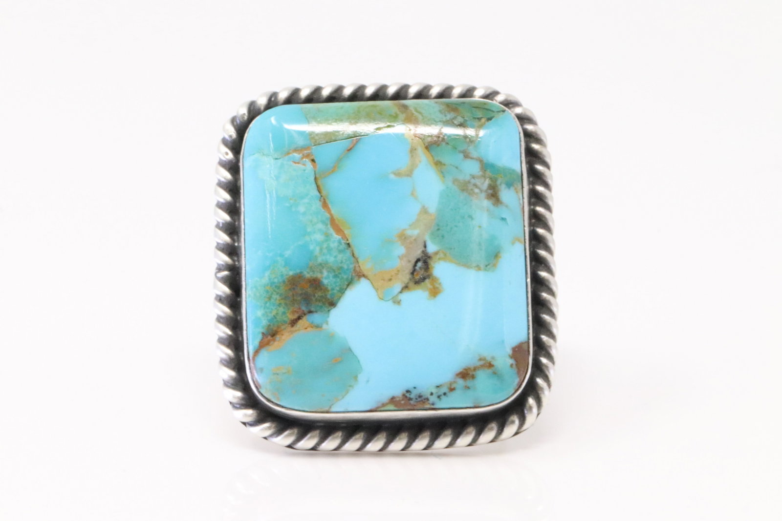 Native America Navajo Sterling Silver Kingman Turquoise Ring By Augustine Largo. (1 of 4)