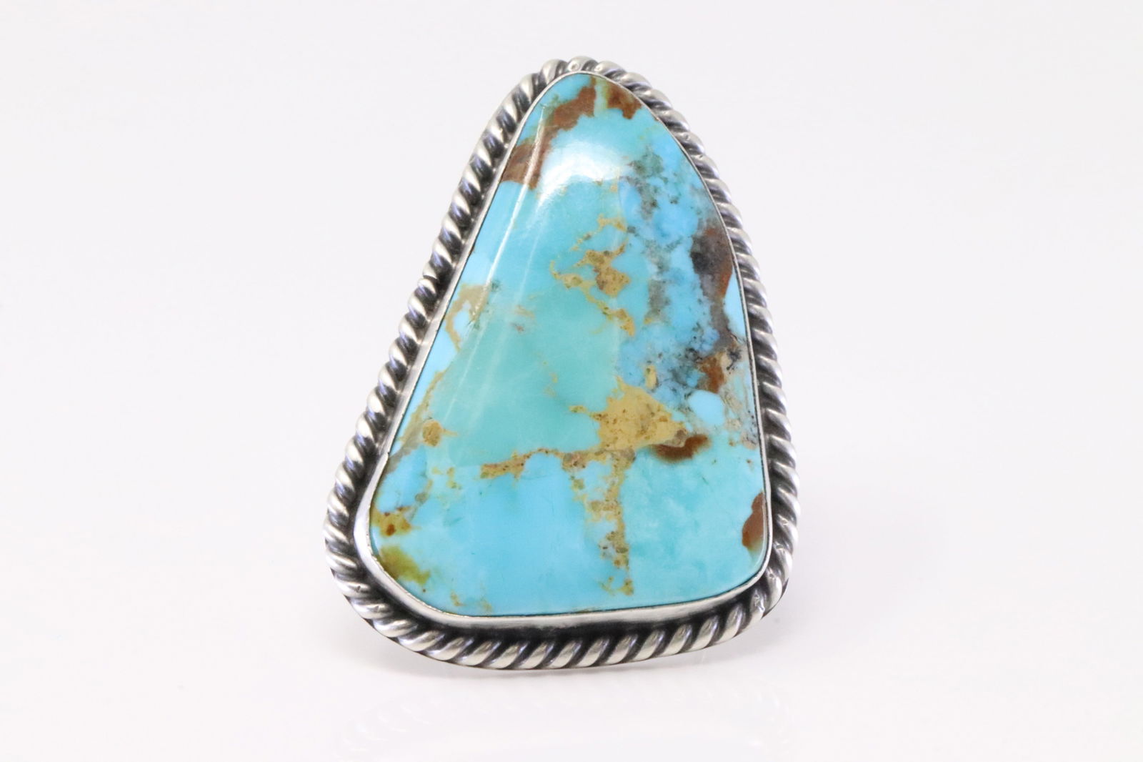 Native America Navajo Sterling Silver Kingman Turquoise Ring By Augustine Largo. (1 of 4)