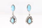 Native America Navajo Sterling Silver Turquoise Post / Dangling Earring's By Ryntanna Yazzie.